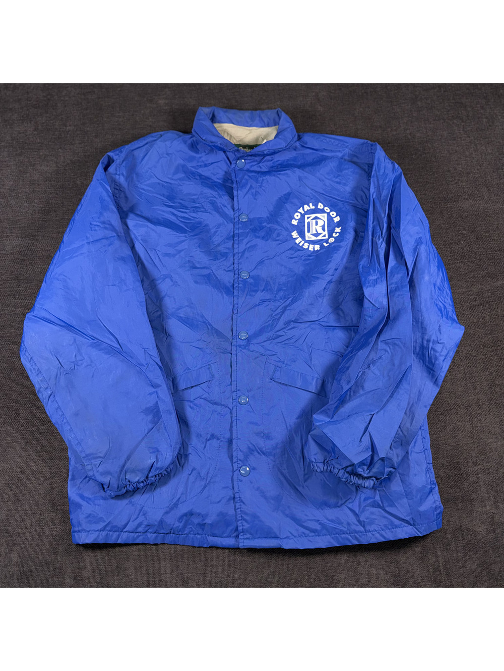 Vintage Dunbrooke Royal Door Weiser Lock Blue Nylon Jacket Medium